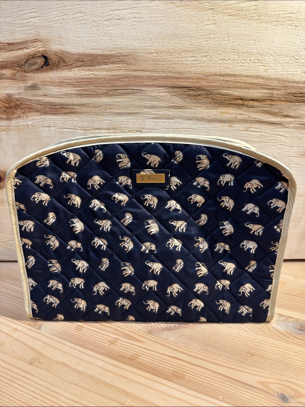 Jim Thompson Elephants Navy Cosmetic Bag w/ Mirror